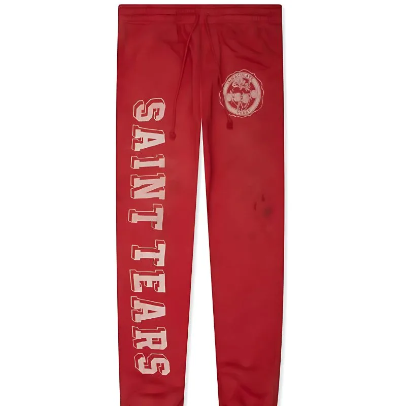 Red Saint Michael Denim Tears Sweatpants