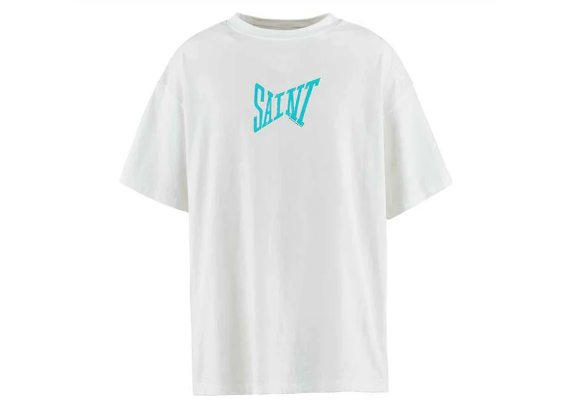 White/Blue Saint Michael Ribon Saint T-shirt